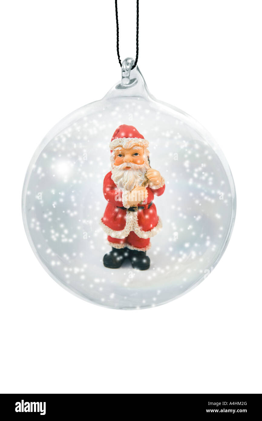 Santa in a snow globe Stock Photo