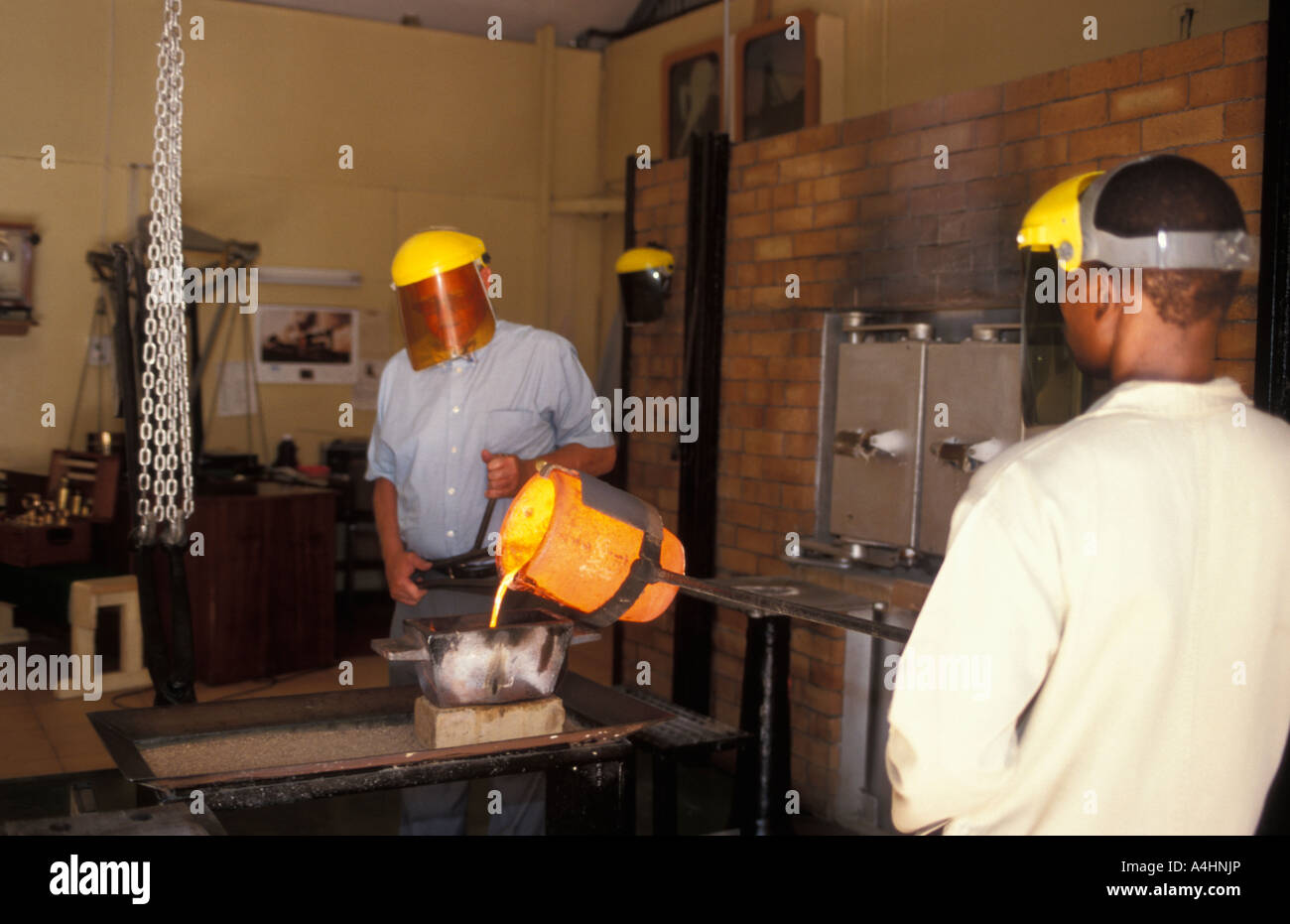 Gold Reef City mine museum gold pouring Johannesburg South Africa Stock