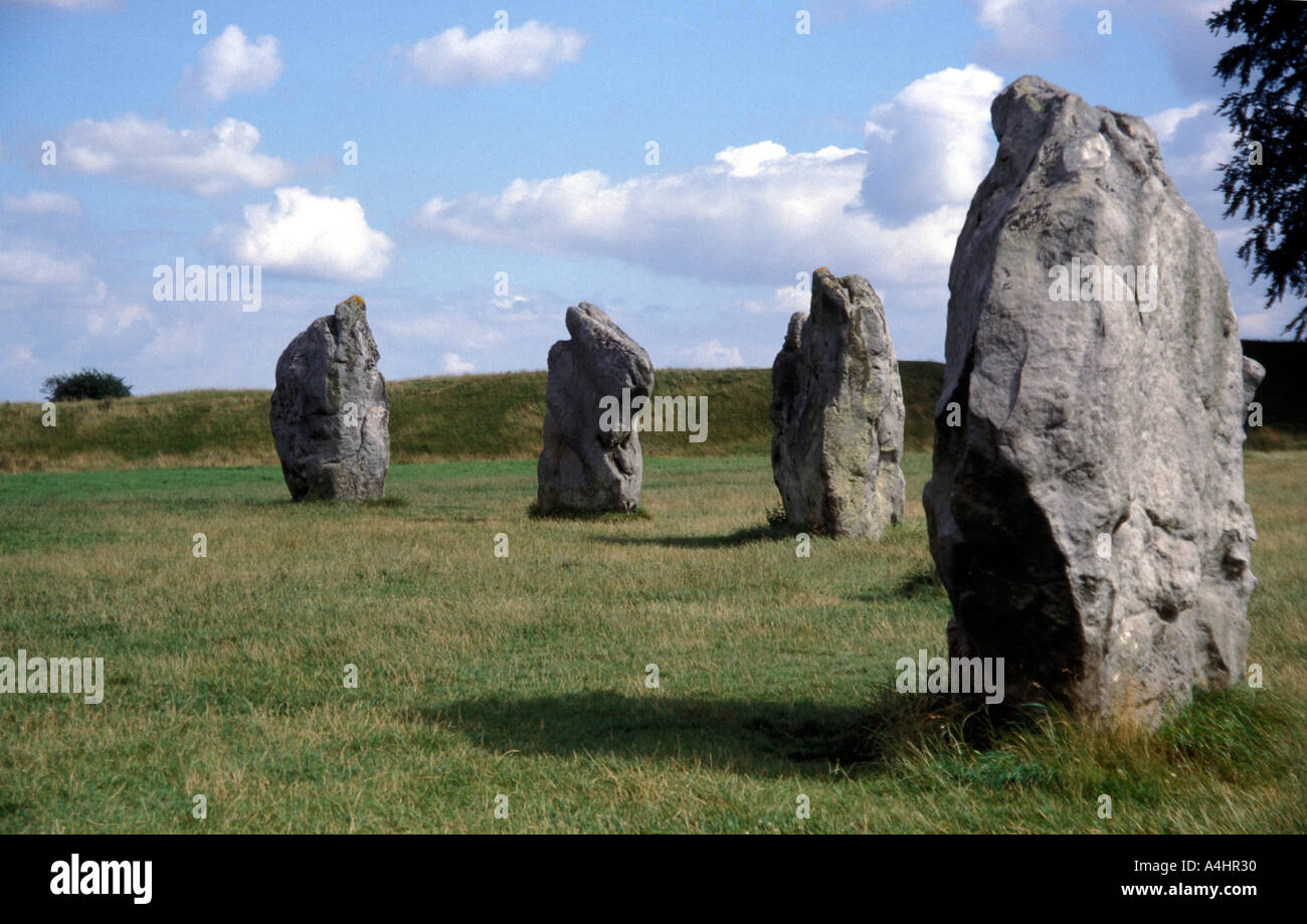 Standing stones circle in South East Sector Avebury Wiltshire Stock Photo