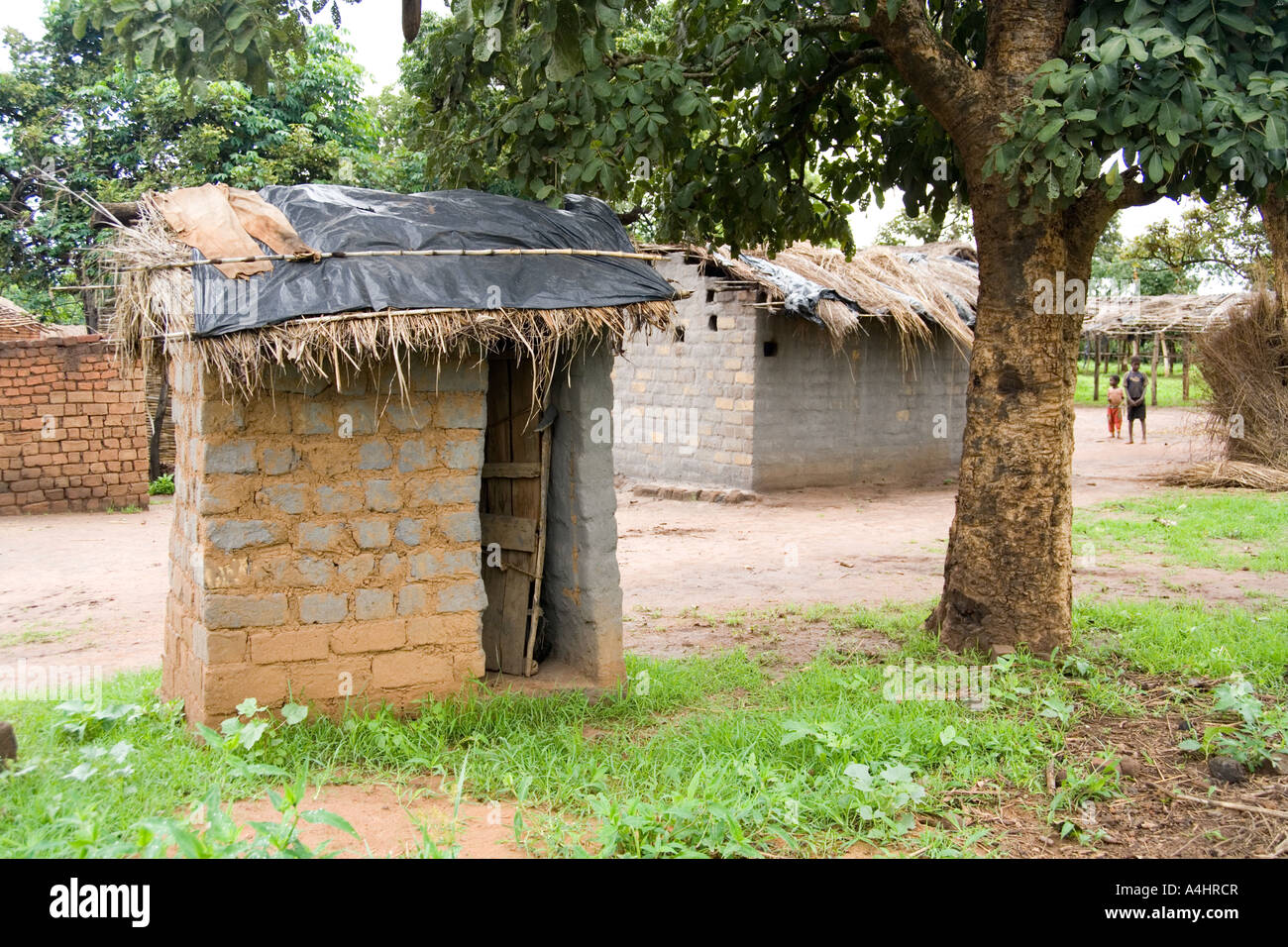 A toilet pit latrine in the village of Khoswe, Malawi, Africa Stock
