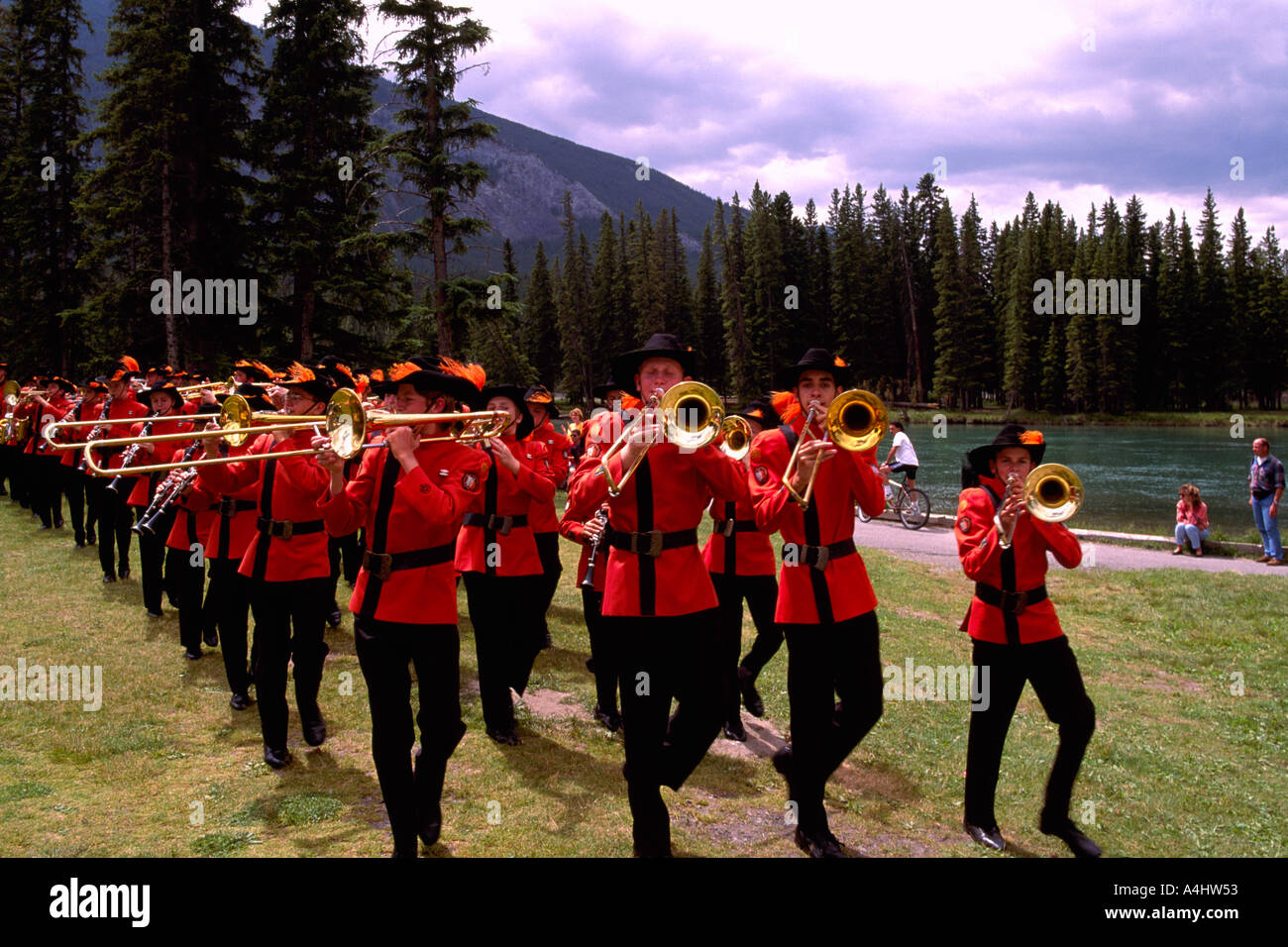 Australian marching band performs in hi-res stock photography and