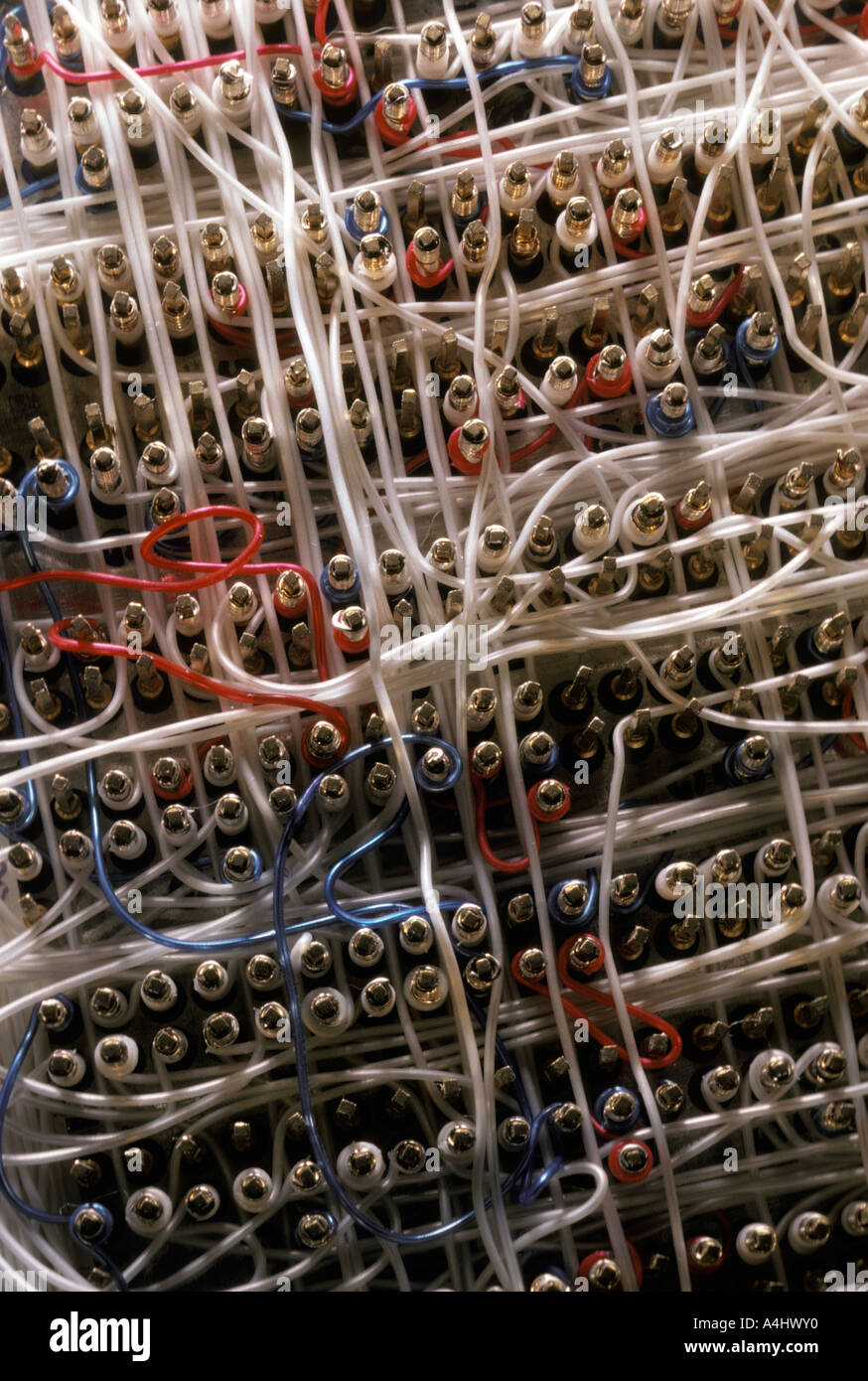 maze of wire telecommunications manufacturing Stock Photo