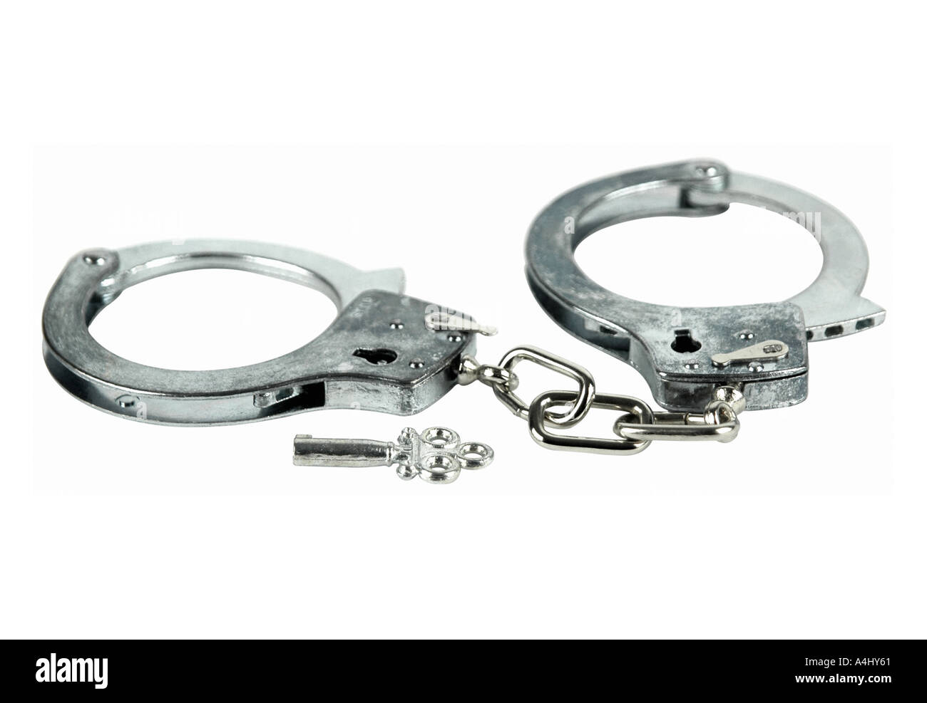 Handcuffs with key Stock Photo Alamy