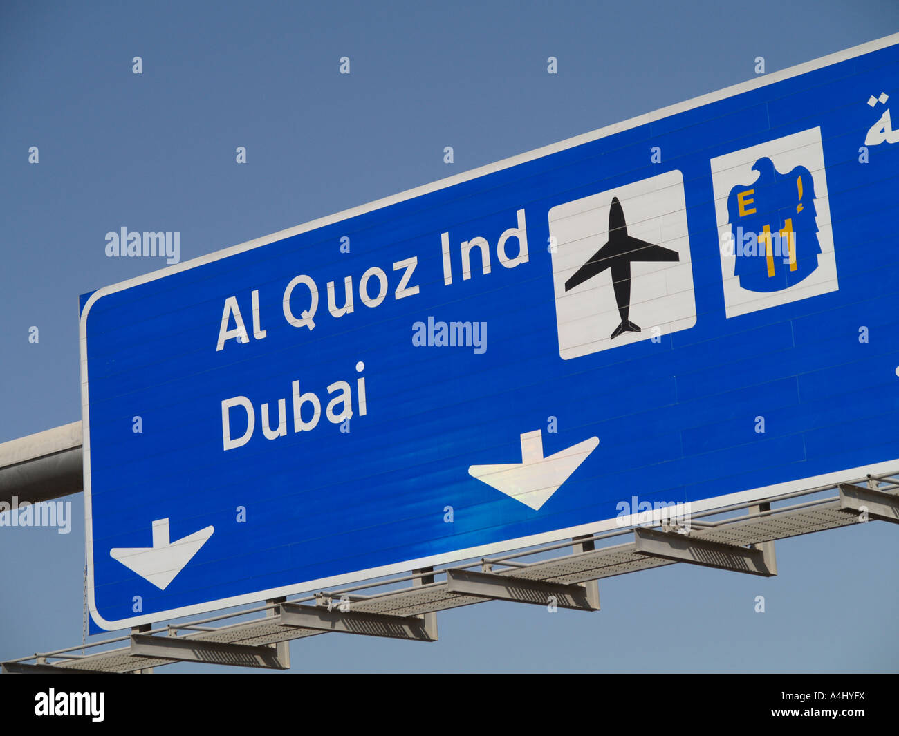 Dubai, direction signs Stock Photo Alamy