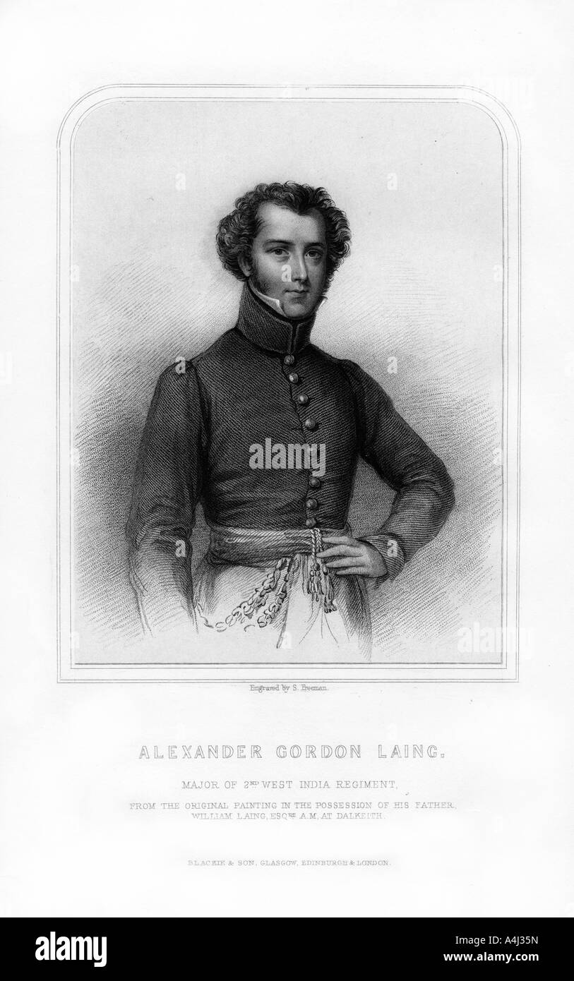 Alexander Gordon Laing, Scottish explorer, (1870).Artist: S Freeman Stock Photo