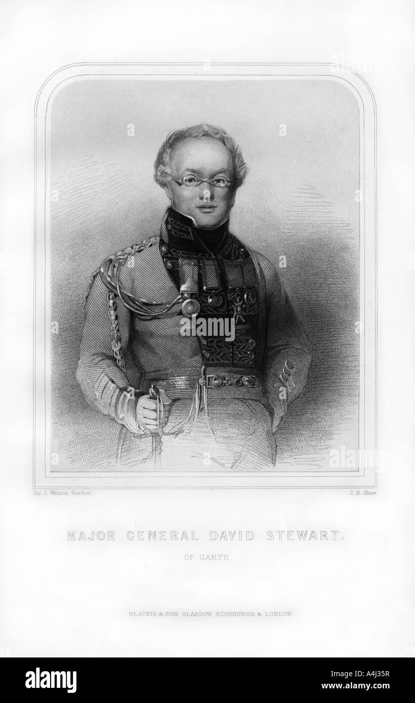 Major-General David Stewart of Garth, Scottish author, (1870).Artist: JB Shaw Stock Photo