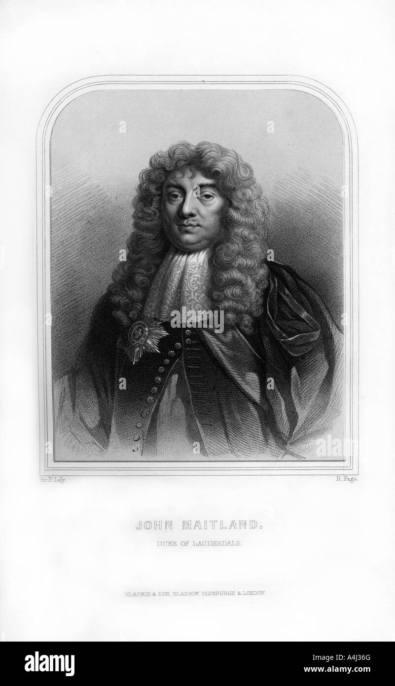 John Maitland, 1st Duke of Lauderdale, Scottish politician, (1870).Artist: R Page Stock Photo