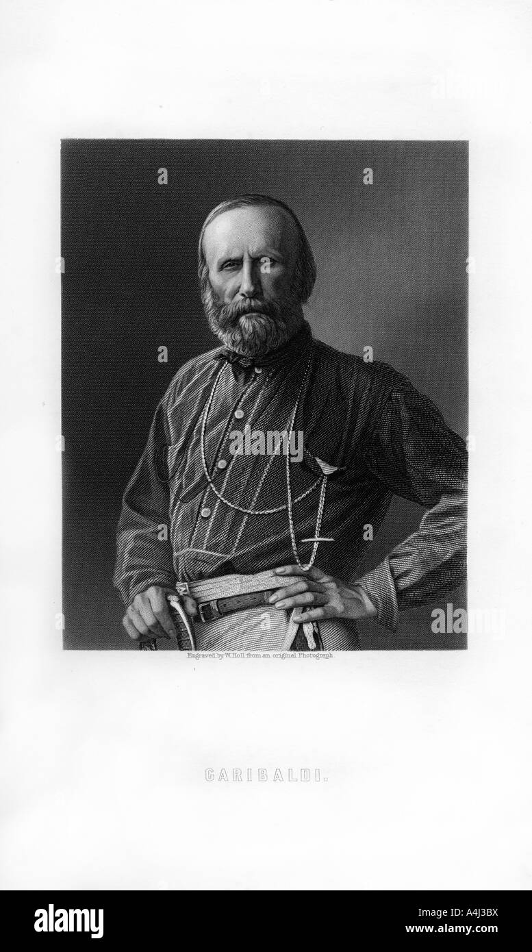 Giuseppe Garibaldi, Italian patriot and soldier of the Risorgimento, (1893).Artist: W Holl Stock Photo