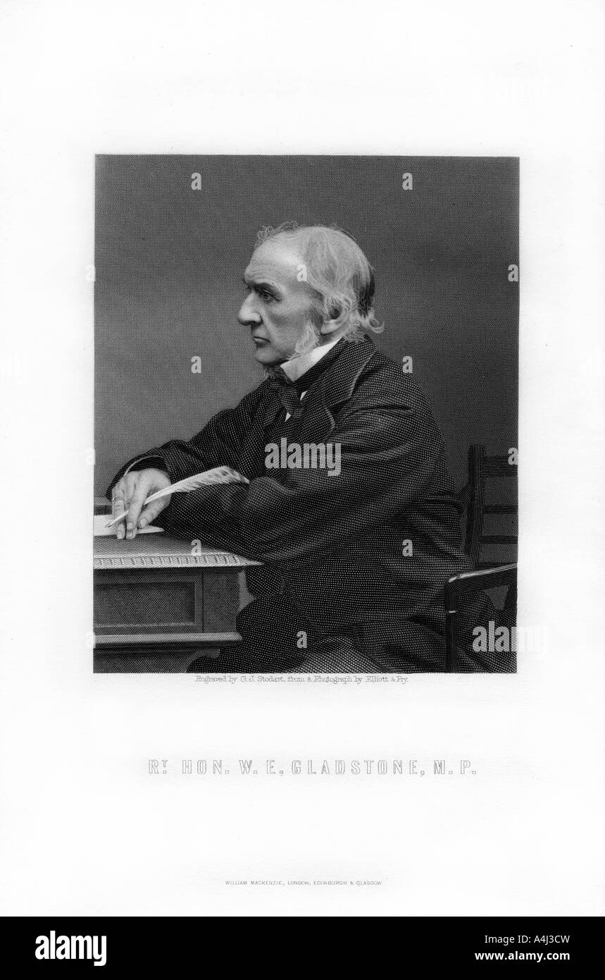 William Ewart Gladstone, British Liberal Party statesman and Prime Minister, 1893.Artist: George J Stodart Stock Photo