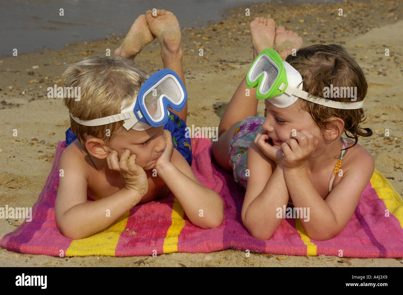 Children Kids Boy And Girl Twins Age 4 Beach Beaches Fyoung Family Stock Photo Alamy