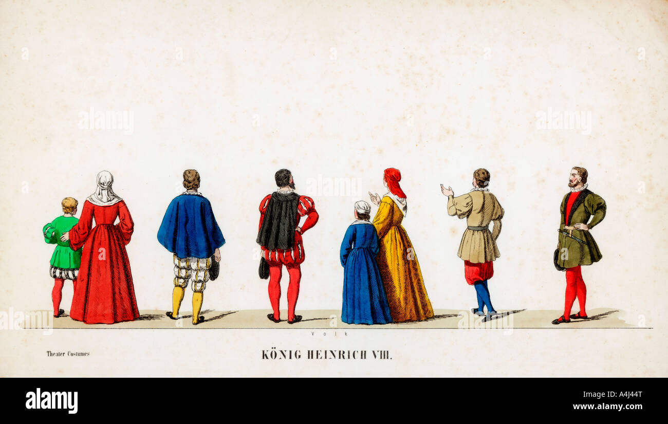 Theatre costume designs for Shakespeare's play, Henry VIII, 19th