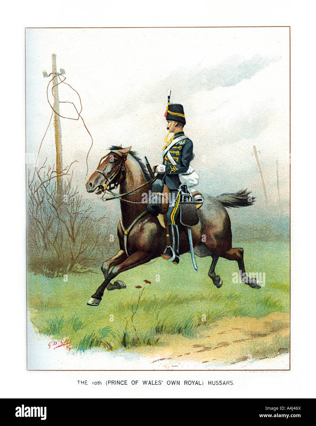 'The 10th (Prince of Wales' Own Royal) Hussars', c1890.Artist: Geoffrey Douglas Giles Stock Photo