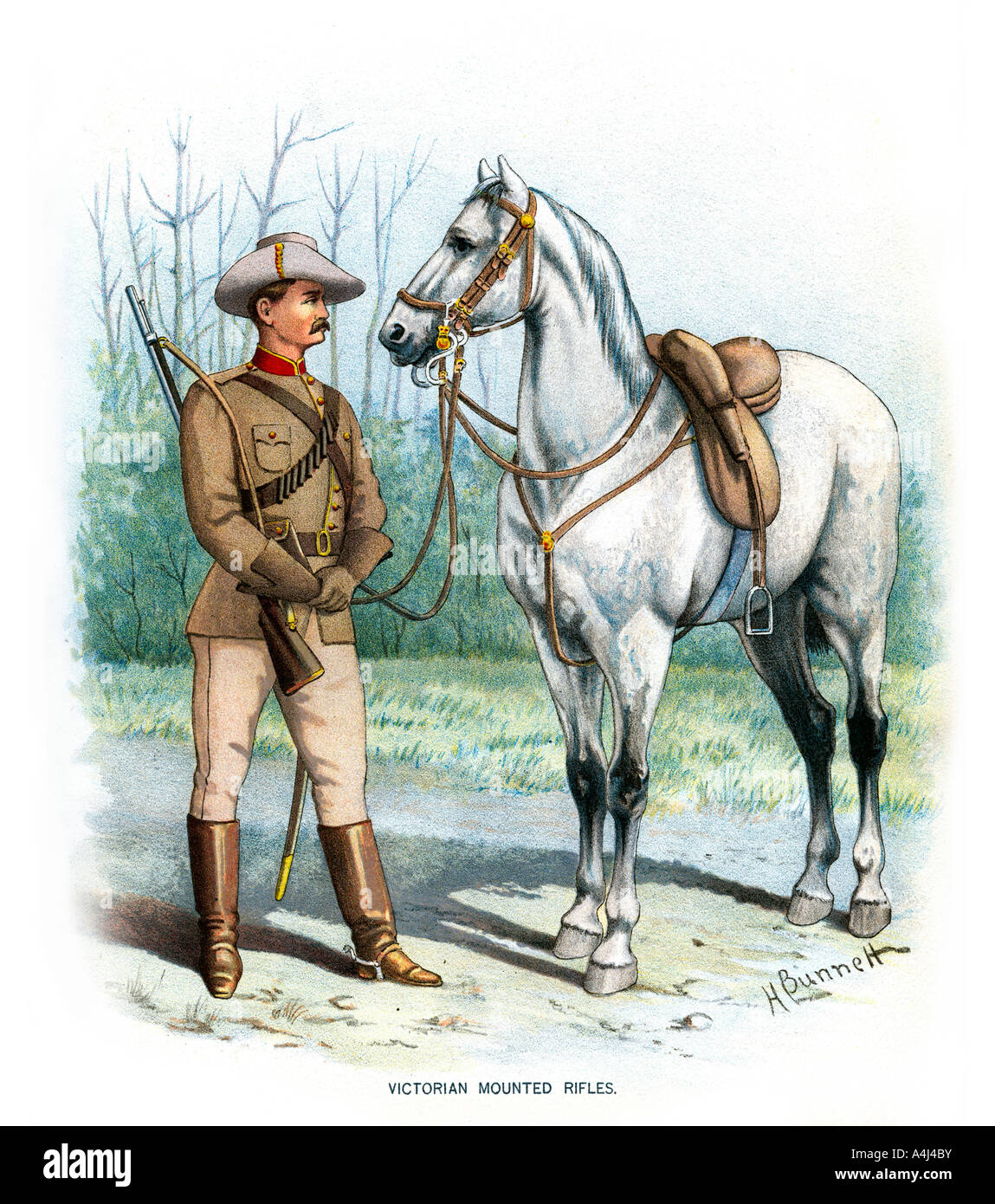'Victorian Mounted Rifles', c1890.Artist: H Bunnett Stock Photo