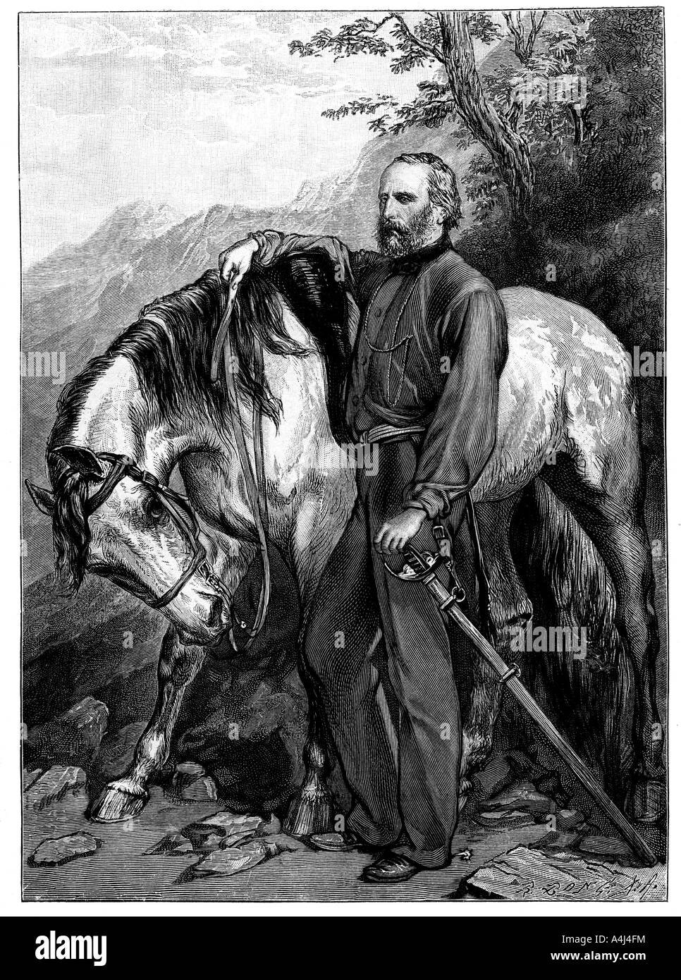 Giuseppe Garibaldi, Italian patriot and soldier of the Risorgimento, (1900). Artist: Unknown Stock Photo