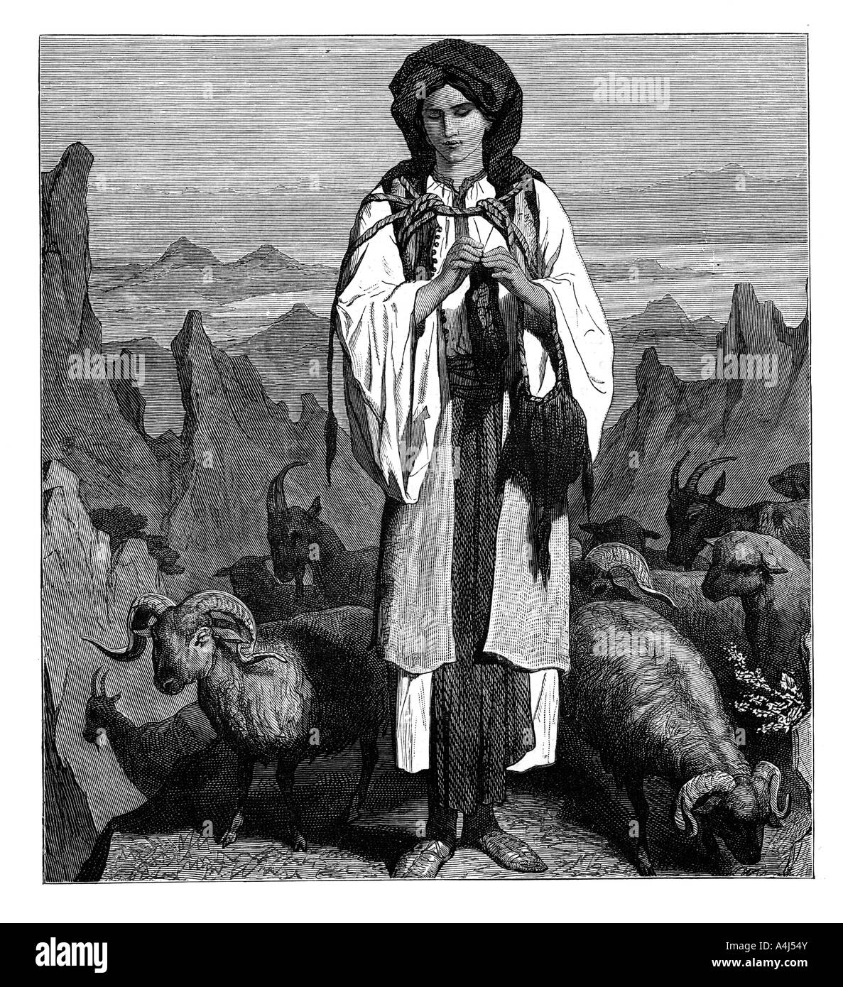 Albanian shepherdess, c1890. Artist: Unknown Stock Photo