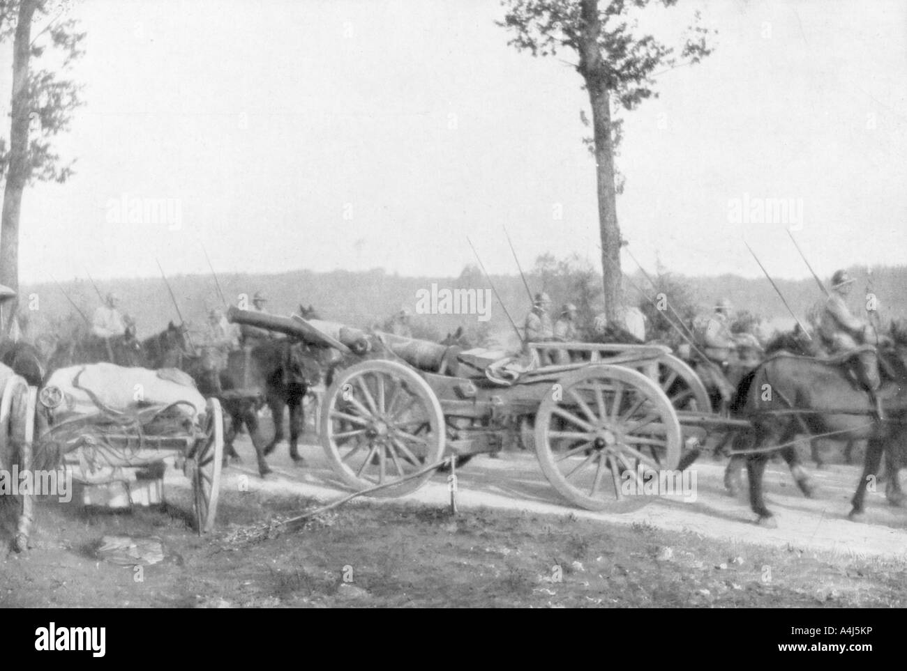 Cavalry and artillery of the French 10th Army, Villers-Cotterets, Aisne, France, 1918. Artist: Unknown Stock Photo