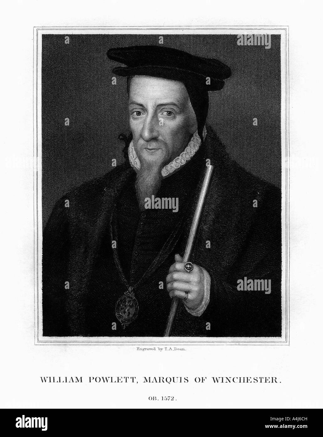 William Paulet, 1st Marquess of Winchester, English statesman, (1828).Artist: TA Dean Stock Photo