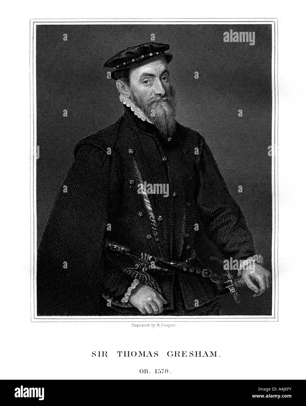 Sir Thomas Gresham, English merchant and financier, (1823).Artist: R Cooper Stock Photo