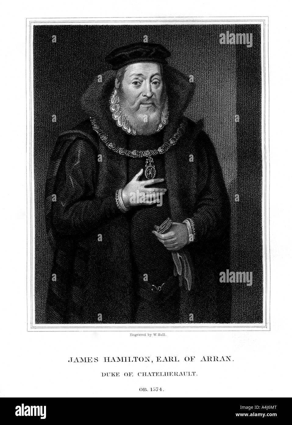 James Hamilton, 2nd Earl of Arran, Scottish nobleman, (1826).Artist: W Holl Stock Photo