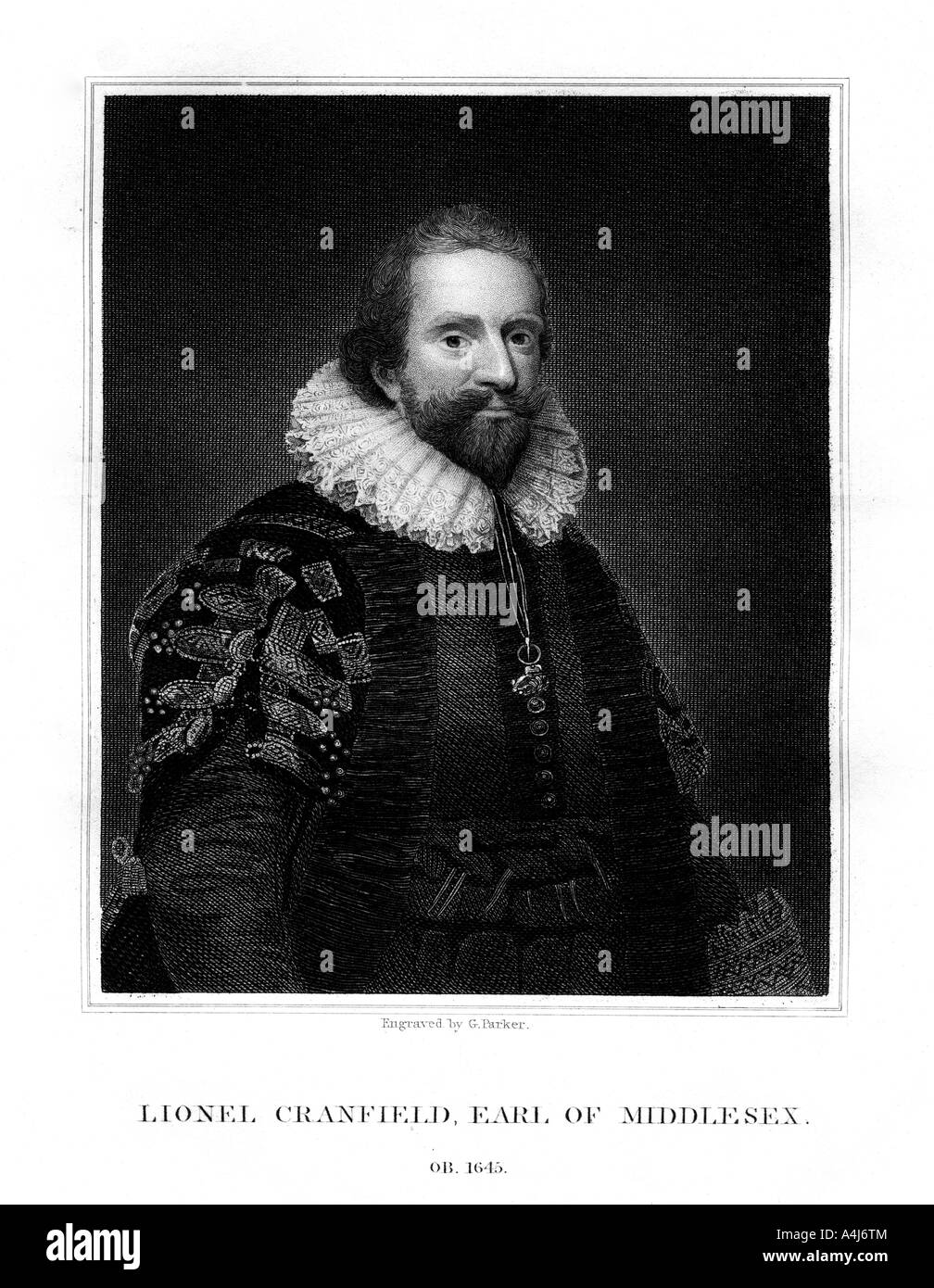 Lionel Cranfield, 1st Earl of Middlesex, (1824).Artist G Parker Stock