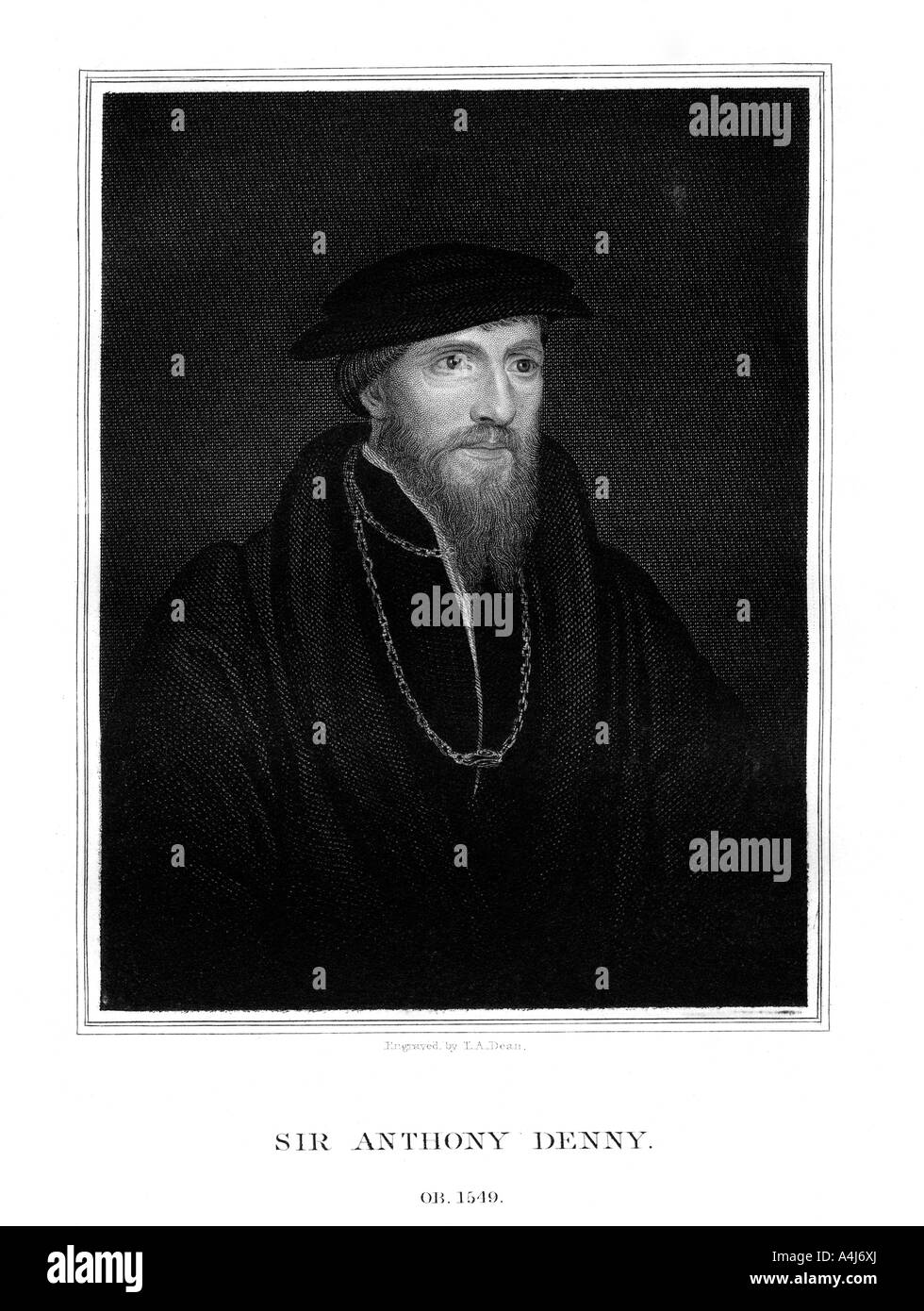 Sir Anthony Denny, courtier of Henry VIII, (1827).Artist: TA Dean Stock Photo
