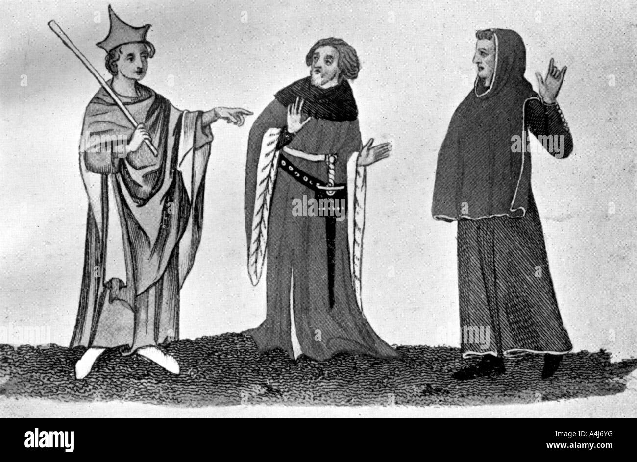 Habits of officers of the law, 14th-15th centuries, (1910). Artist: Unknown Stock Photo