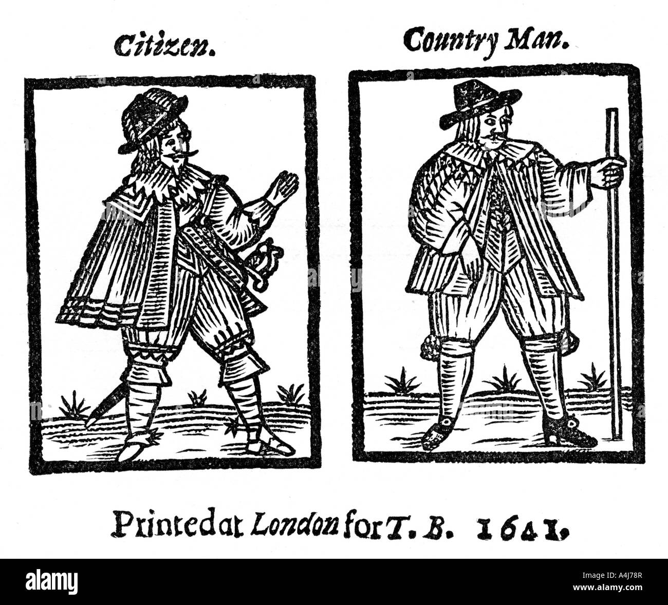 Citizen and countryman, 1641, (1910). Artist: Unknown Stock Photo