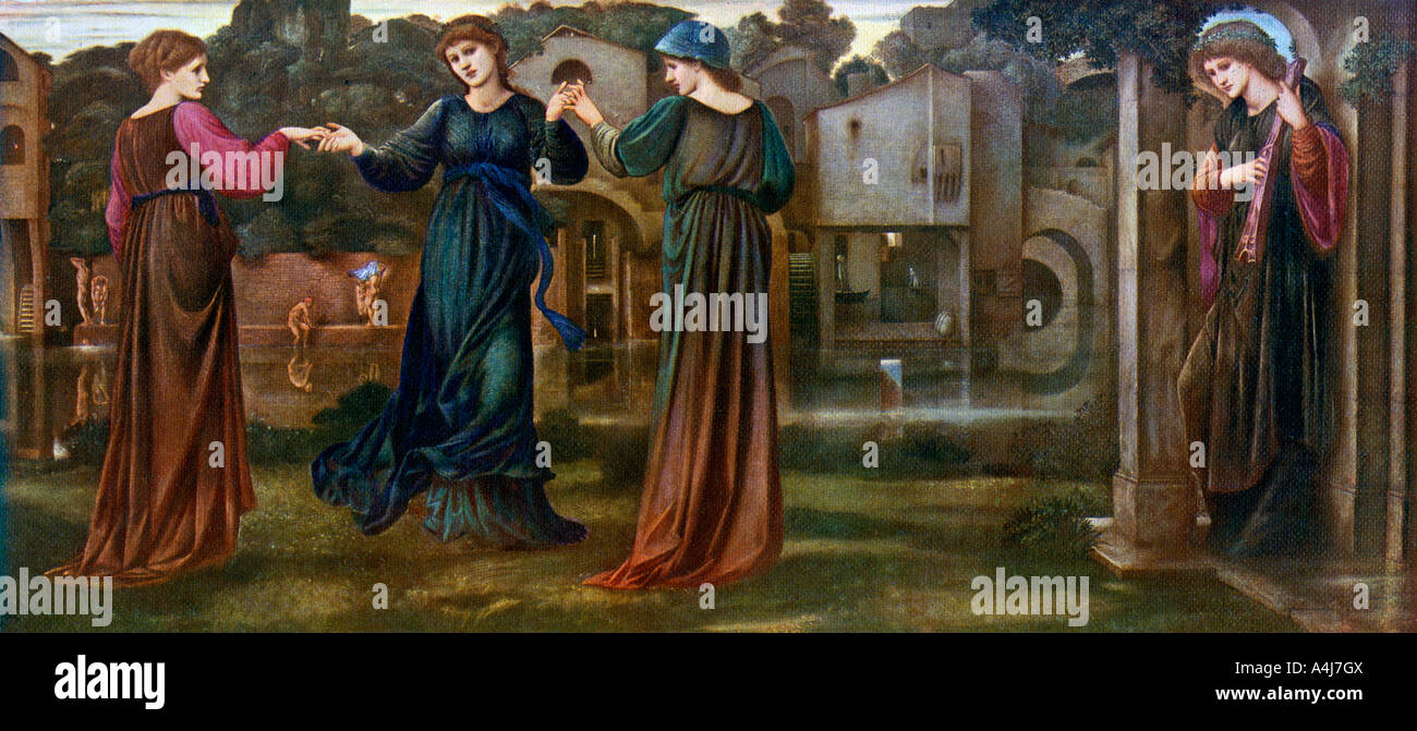 'The Mill, Girls Dancing to Music by a River', 1870, (1912).Artist: Sir Edward Coley Burne-Jones Stock Photo