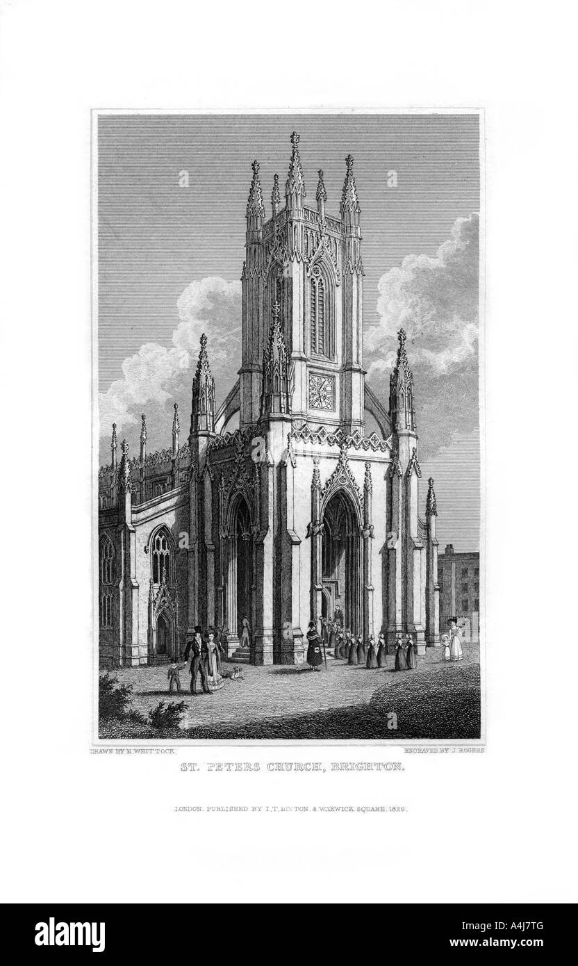 St Peter's Church, Brighton, East Sussex, 1829.Artist: J Rogers Stock Photo