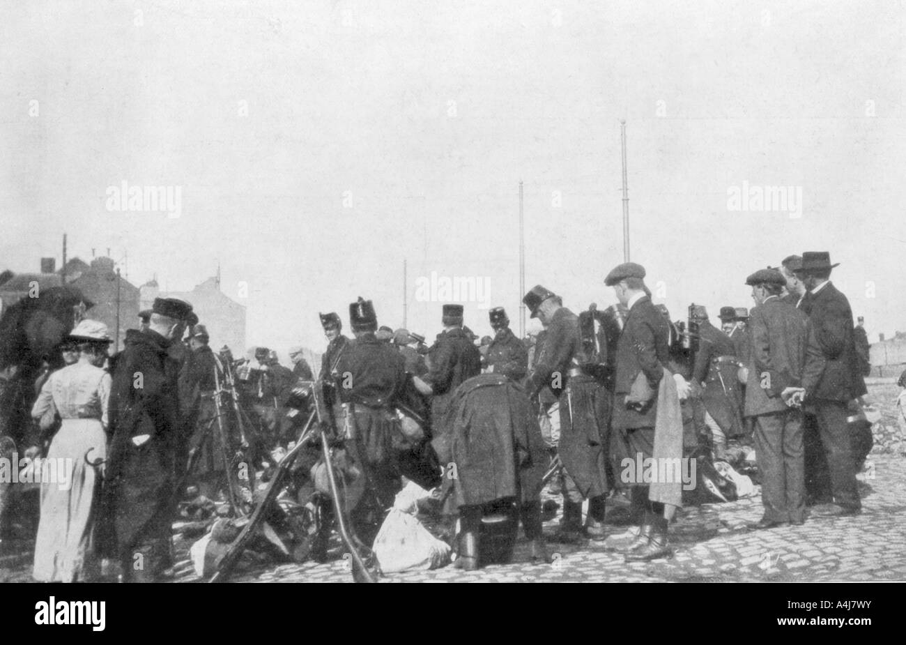 The mobilization for the defence of Liege, Belgium, 31 July 1914. Artist: Unknown Stock Photo