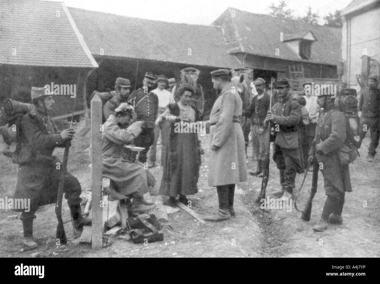 Captured German prisoners, France, August 1914. Artist: Unknown Stock Photo
