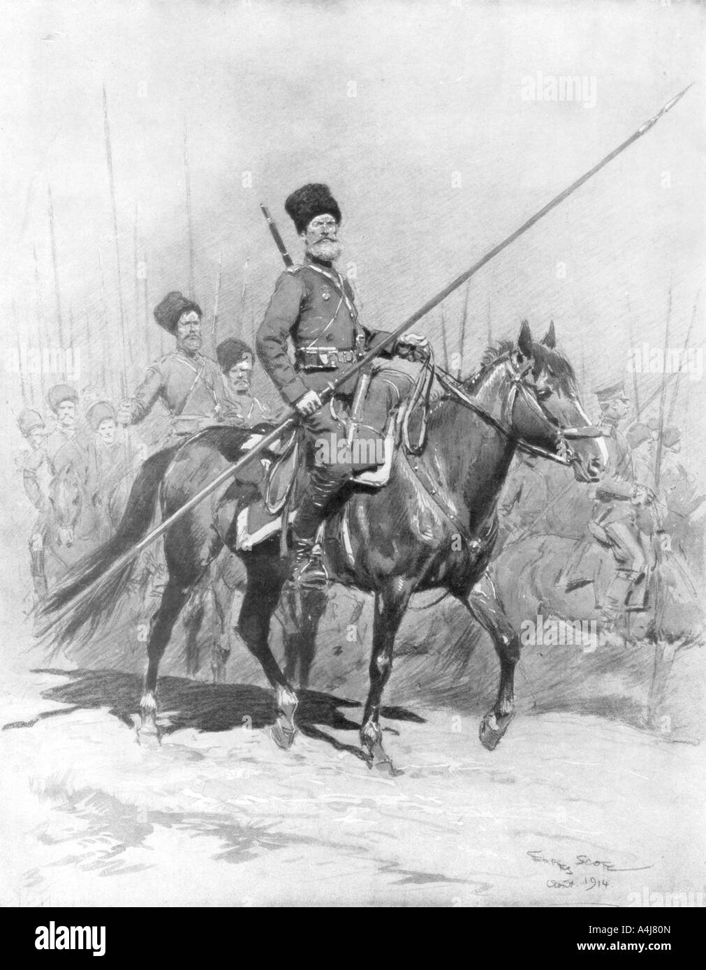 'Cossack Cavalry', 1914, (1926).Artist: Georges Bertin Scott Stock Photo
