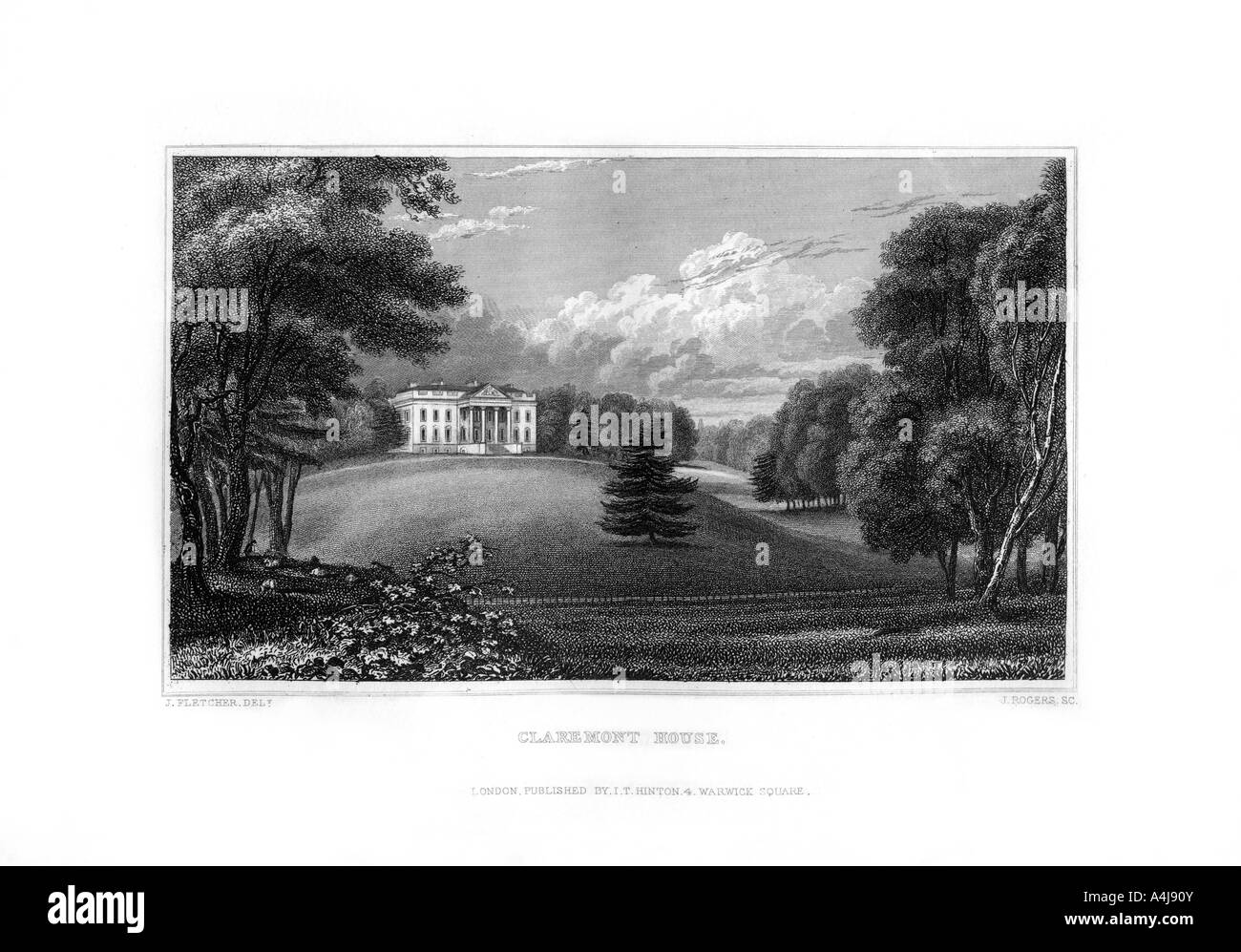 Claremont House, Esher, Surrey, 1829.Artist: J Rogers Stock Photo - Alamy