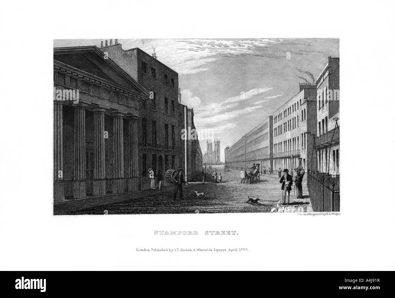 Stamford Street, London, 1830.Artist: RL Wright Stock Photo