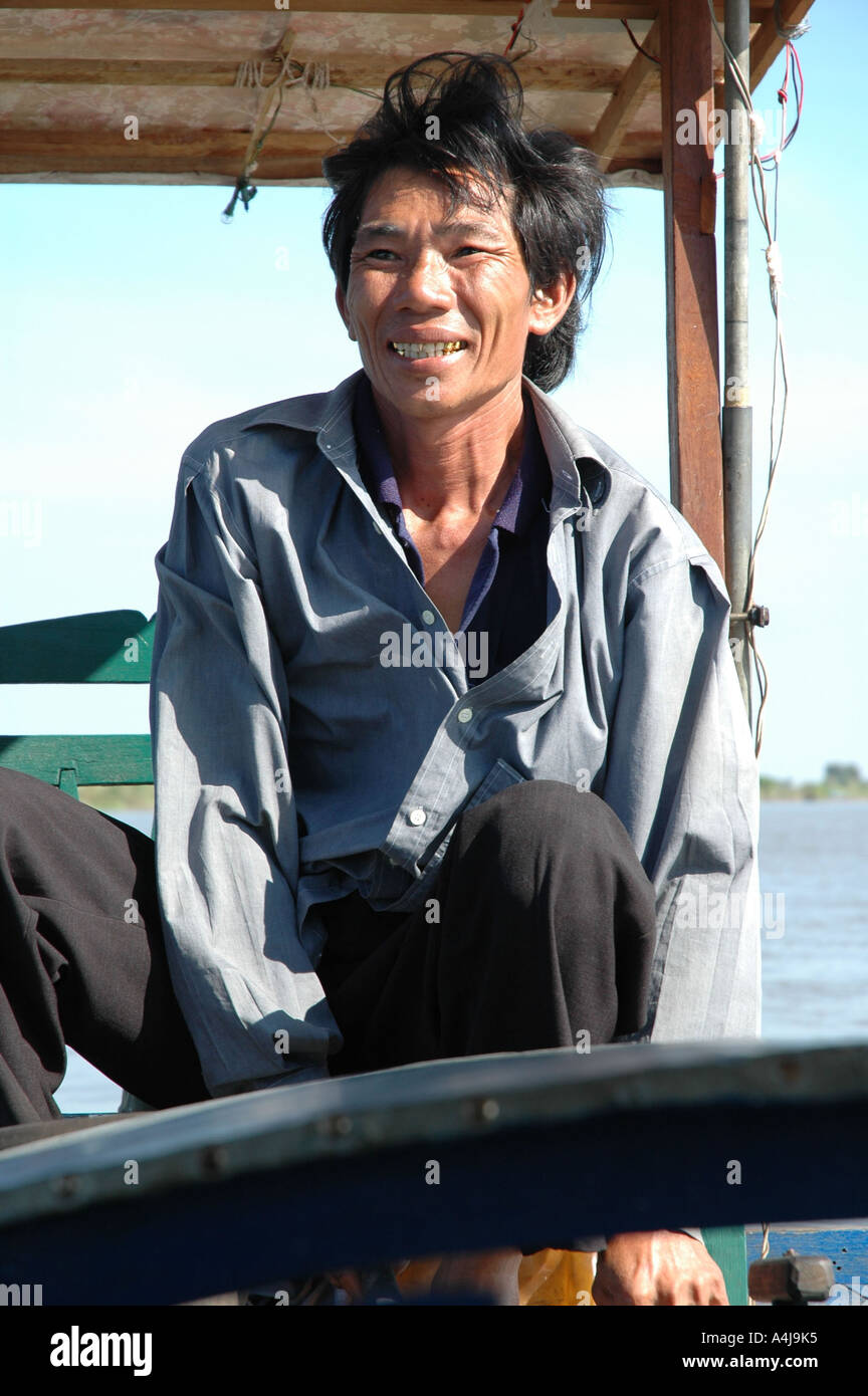 Vietnamese boat driver Mekong Delta Stock Photo - Alamy