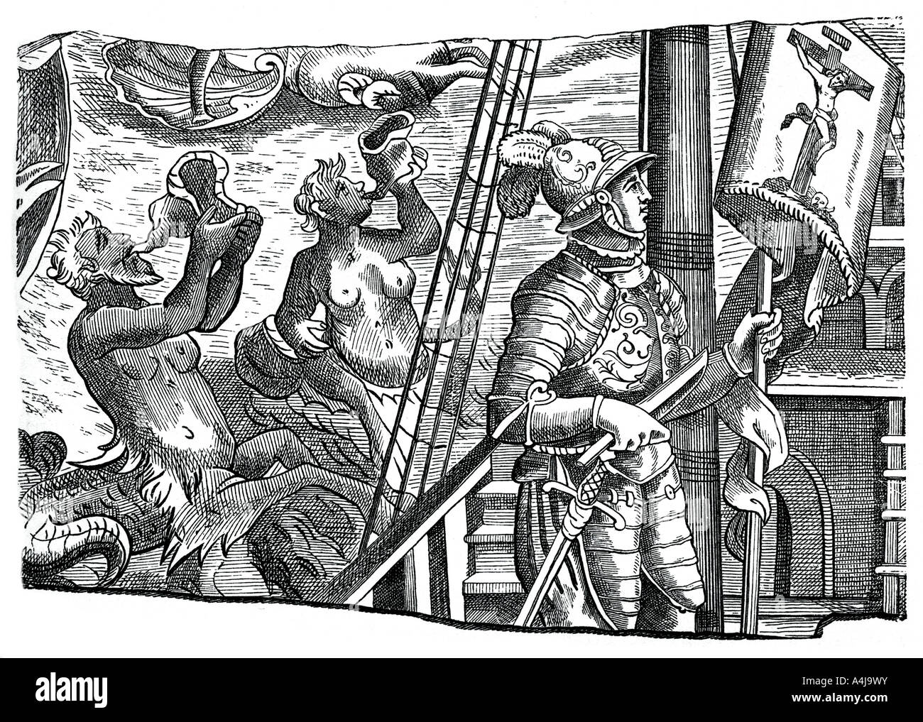 Christopher Columbus on board his ship, during his first voyage to the