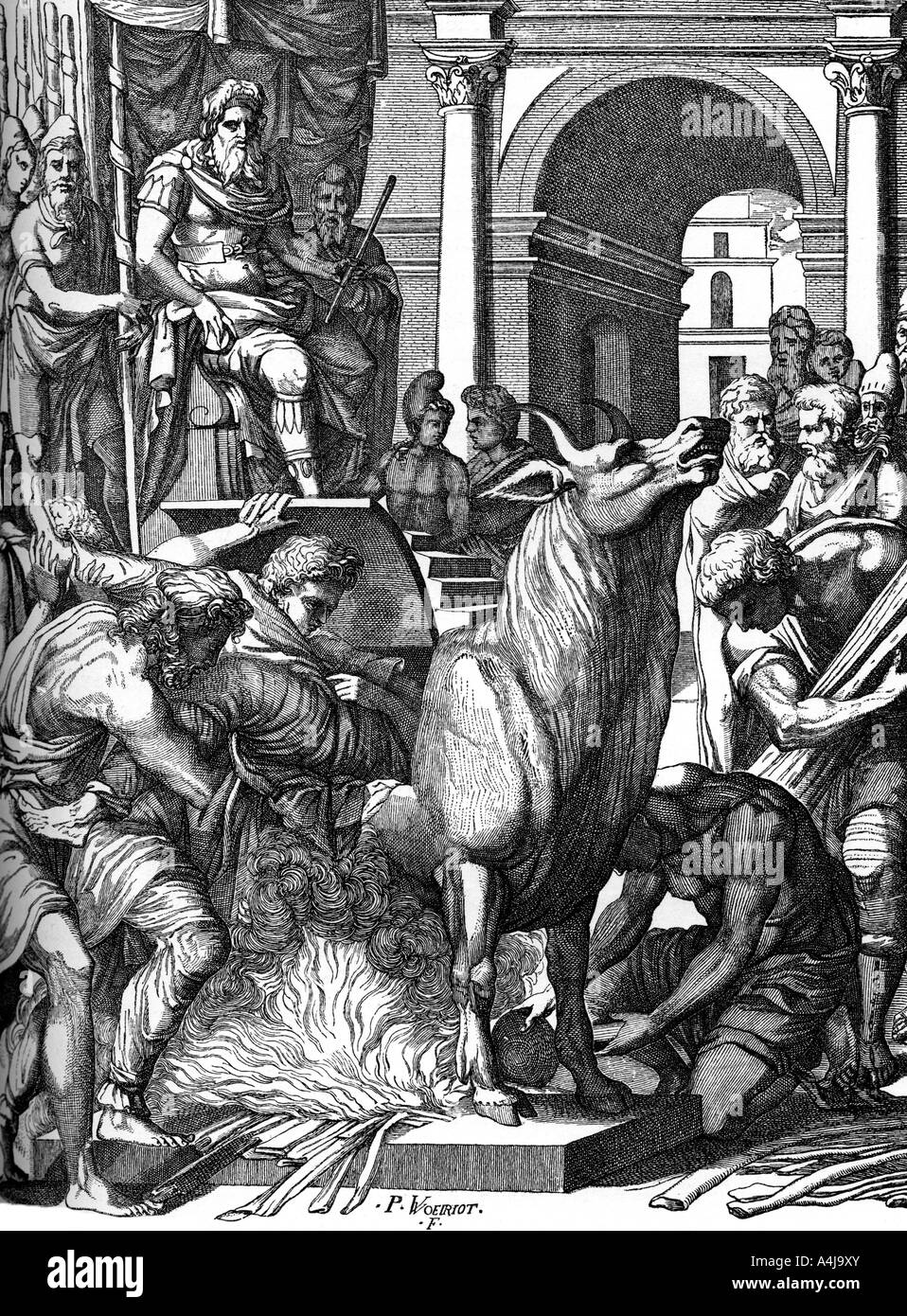 Alexander Graham Bell Bil Kan ikke lide Perillus condemned to the bronze bull by Phalaris', 16th century, (1870).  Artist: Pierre Woeiriot de Bouze Stock Photo - Alamy