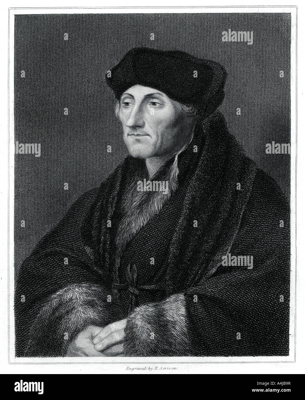 Desiderius Erasmus, Renaissance humanist, (1833). Artist: E Scriven Stock Photo