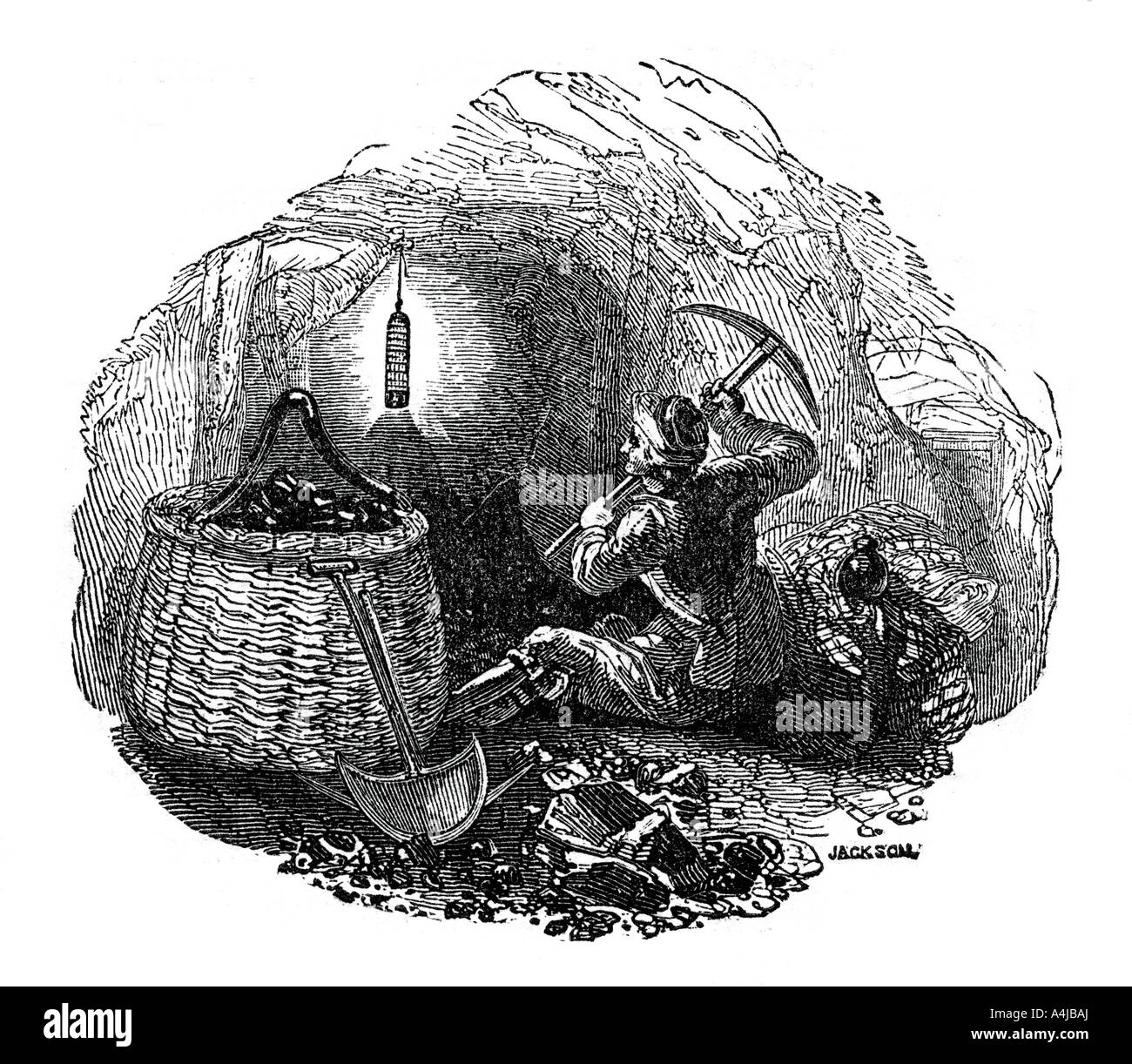 Miners' safety lamp, 1833.Artist: Jackson Stock Photo