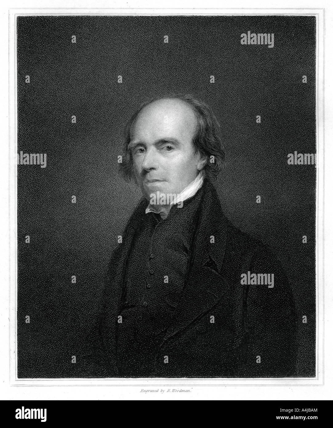 John Flaxman, British designer, draughtsman and sculptor, (1833).Artist: R Woodman Stock Photo