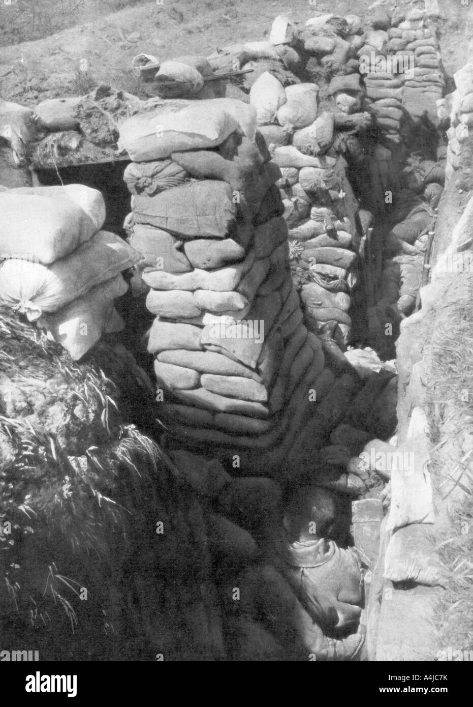A captured German trench and bunker system, Souchez, Artois, France, 1 June 1915, (1926). Artist: Unknown Stock Photo