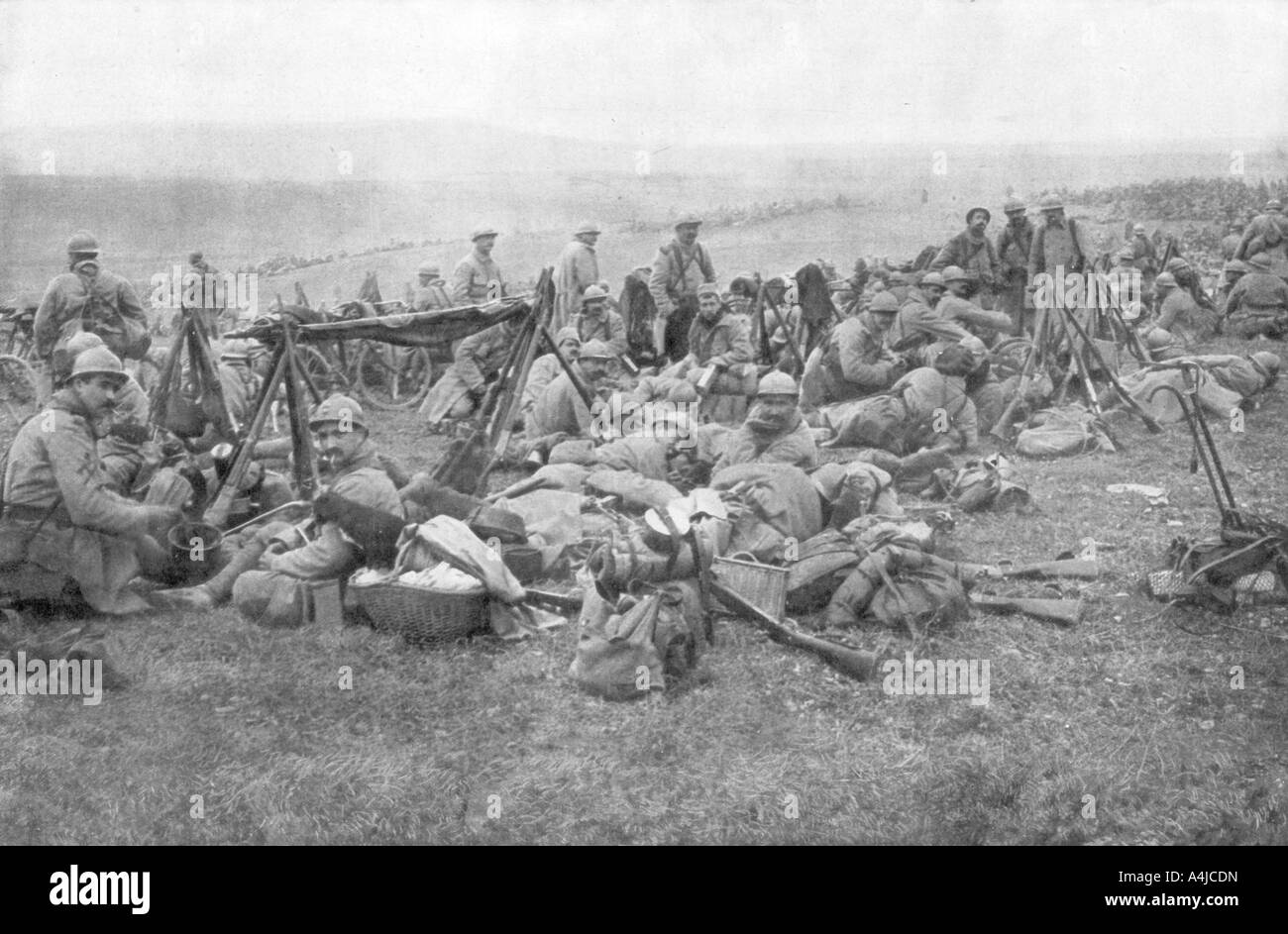 French troops at rest, Verdun, France, 1916. Artist: Unknown Stock Photo