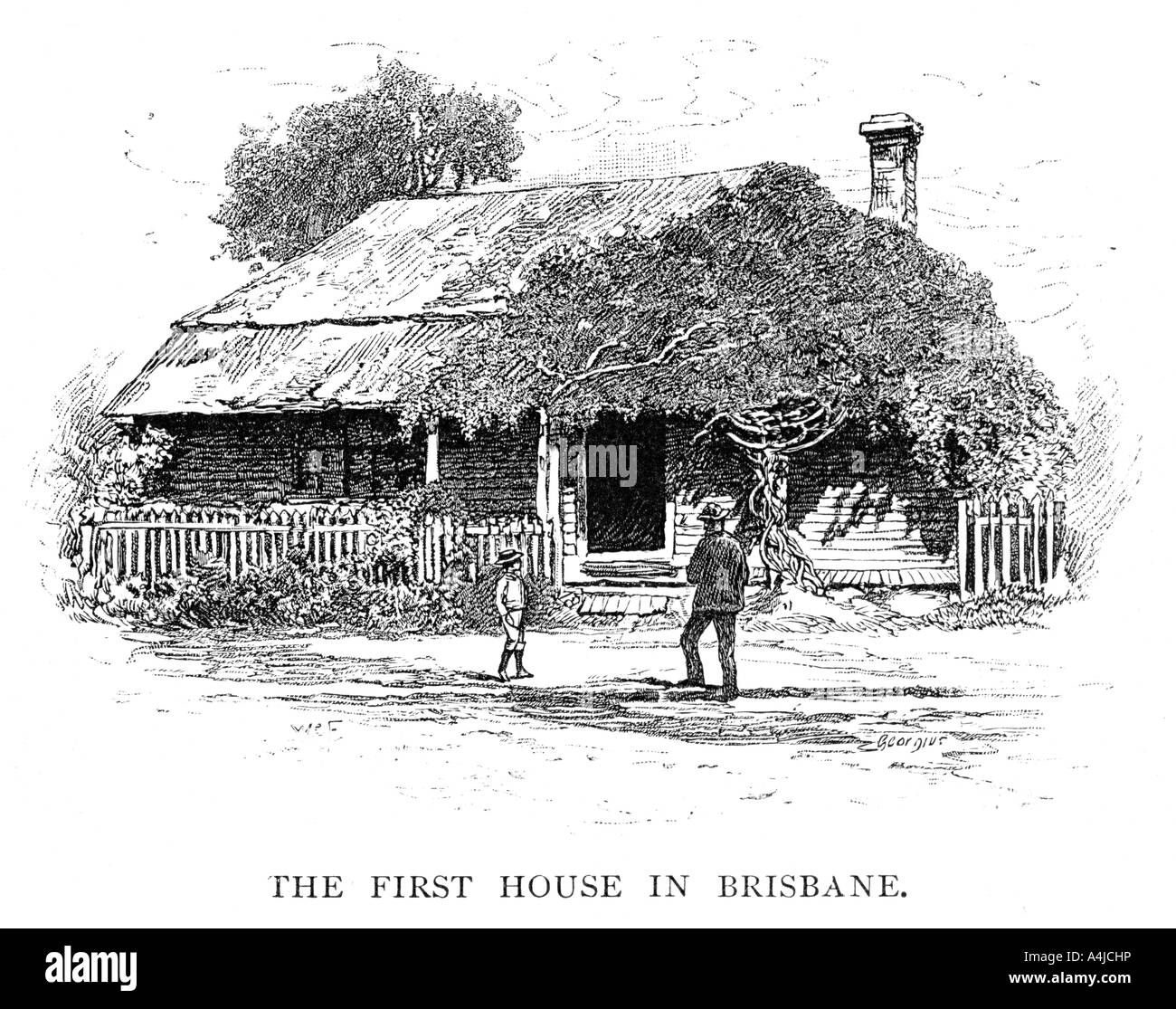 'The First House In Brisbane', Australia, 1886.Artist Stock Photo Alamy