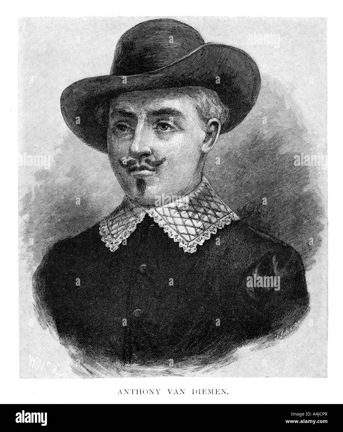 Anthony van Diemen, Dutch colonial governor, (1886).Artist: J Johnson Stock Photo
