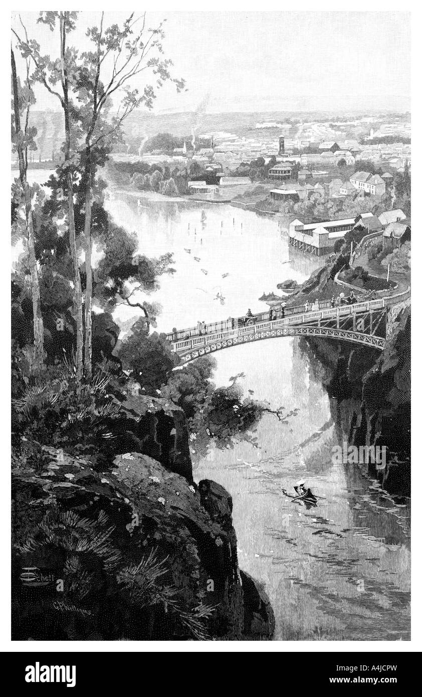 Launceston, from Cataract Bridge, Tasmania, Australia, 1886. Artist: Unknown Stock Photo