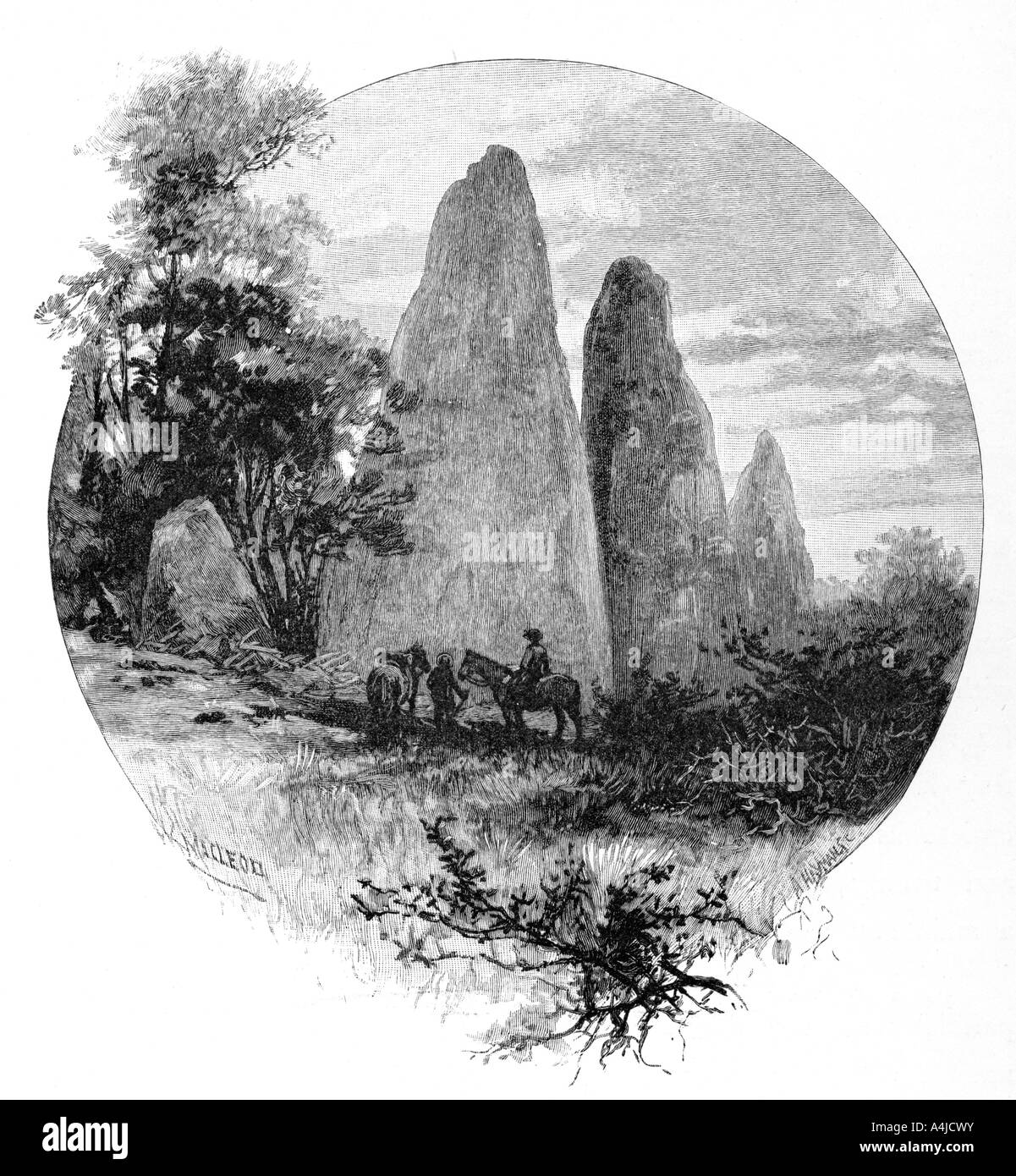 Granite rocks, Betts camp, Mount Kosciuszko, New South Wales, Australia, 1886.Artist: W Macleod Stock Photo