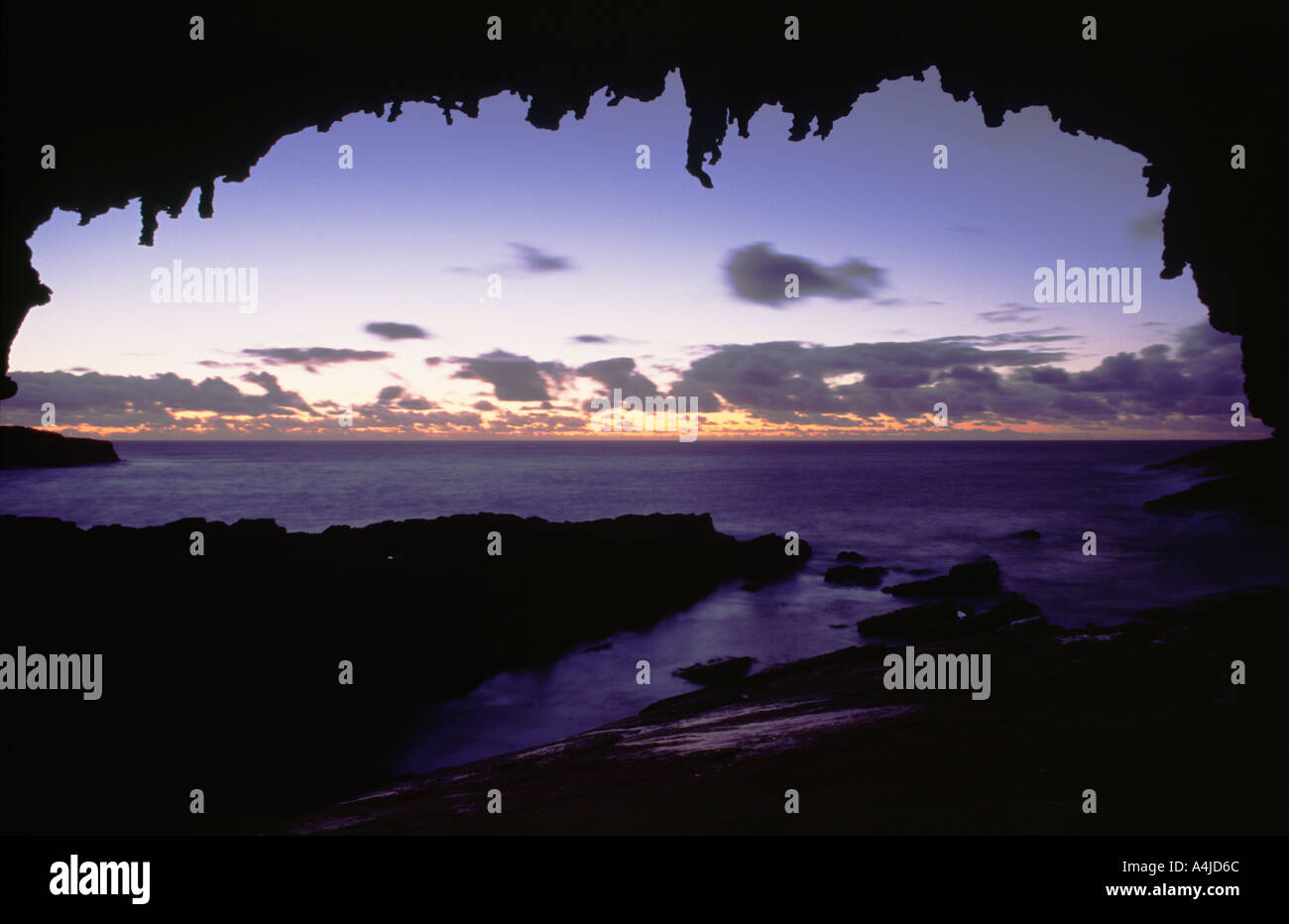 Admirals Arch Kangaroo Island South Australia at dusk Stock Photo