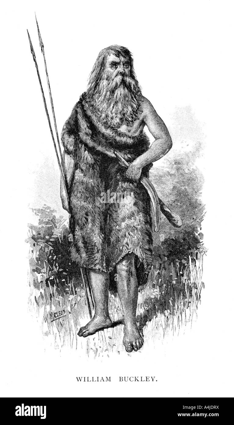 William Riley Convict William Buckley, esaped English convict in Australia, (1886).Artist: W ...
