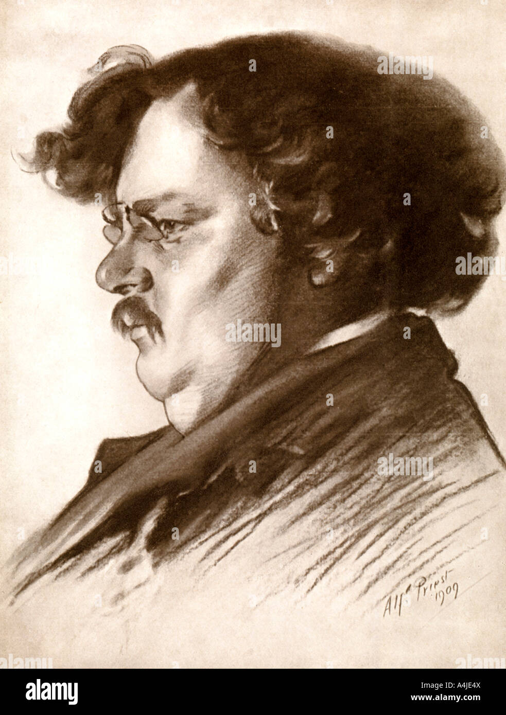 Gilbert Keith Chesterton, English writer, 1909 (1910).Artist Alfred