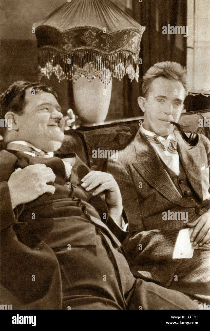 Stan Laurel and Oliver Hardy, American-based comedy duo, 1933. Artist: Unknown Stock Photo